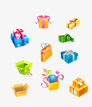 礼盒礼袋扁平化图片PSD素材免抠