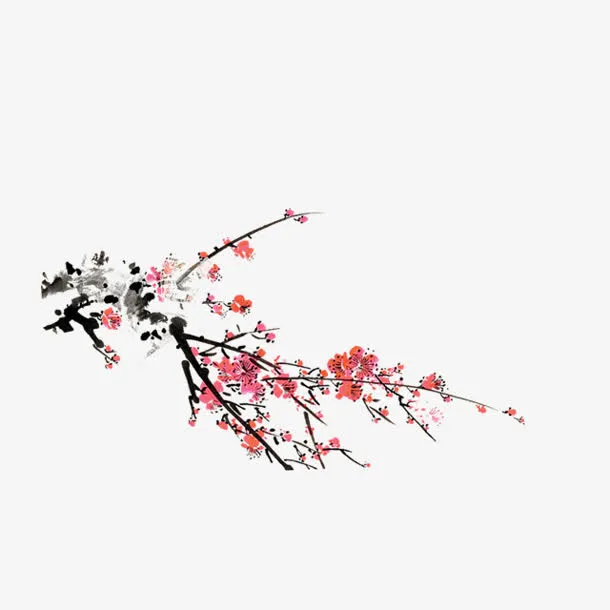 梅花水墨梅花中国风古典梅花装饰免抠