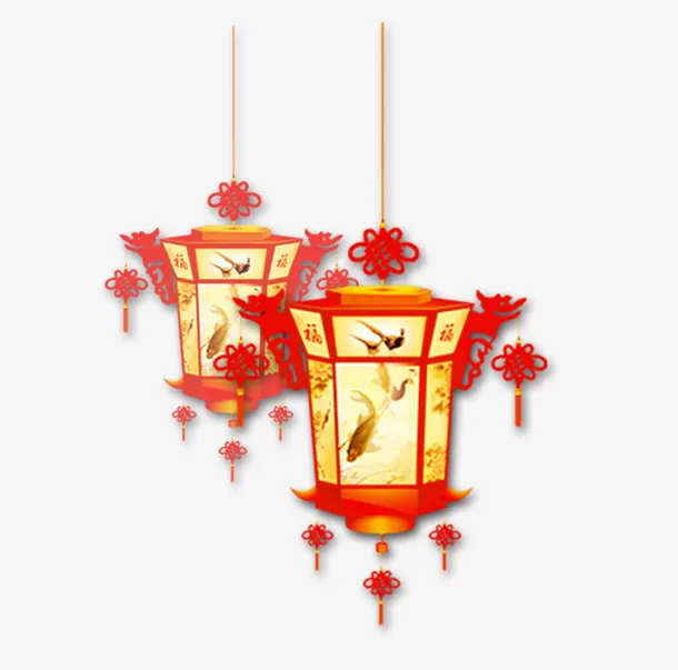 中国风鲤鱼跃龙门灯笼免抠