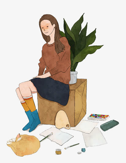 水彩插画免抠