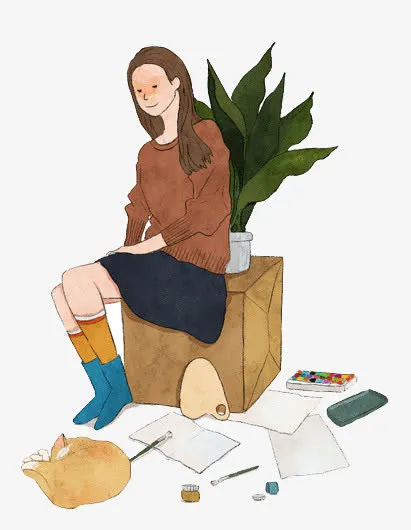 水彩插画免抠