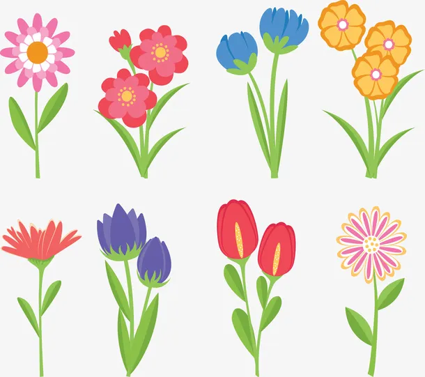 春天花园里的花苗免抠