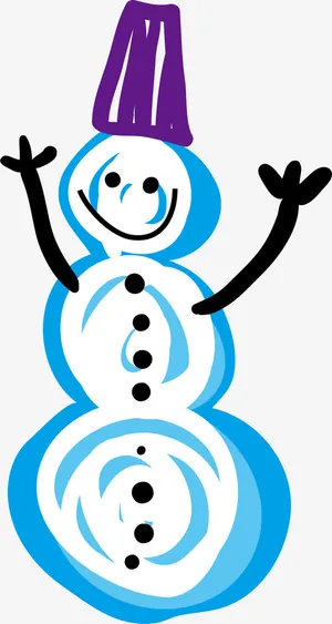 手绘蓝色雪人免抠