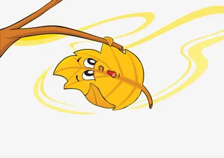 黄色卡通落叶免抠