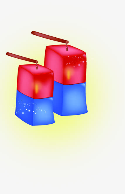 双色卡通灯笼七夕免抠