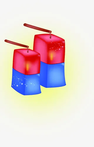 双色卡通灯笼七夕免抠