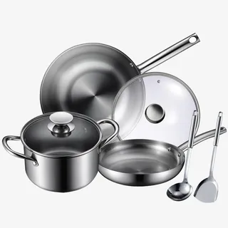 不锈钢锅具实物图免抠