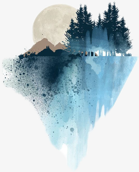漂亮水墨山水图免抠