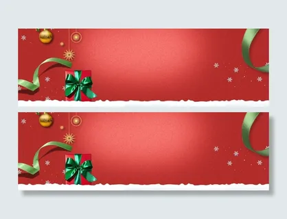 圣诞节礼物丝带简约红色banner高清