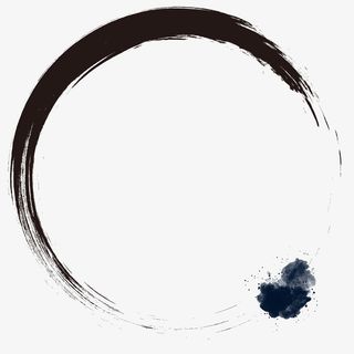 中国风水墨毛笔圆形墨迹边框免抠其他元素