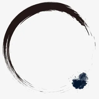 中国风水墨毛笔圆形墨迹边框免抠其他元素