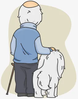 遛狗的老人背影免抠
