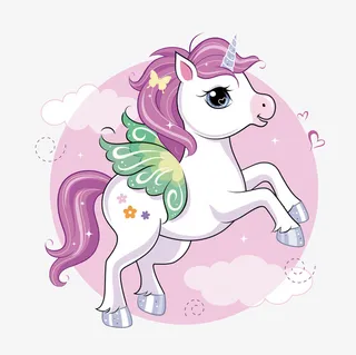 可爱卡通彩色独角兽免抠
