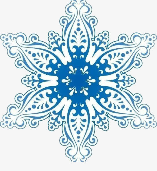 蓝色的雪花免抠
