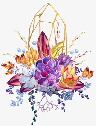 手绘卡通装饰花瓣花草装饰海报设免抠