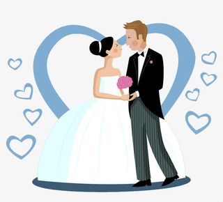 蓝色爱心婚礼场景素材免抠