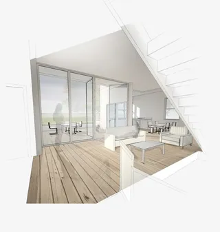 民宿楼房室内设计剖面效果图免抠