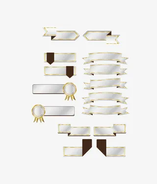 金边丝带标签免抠