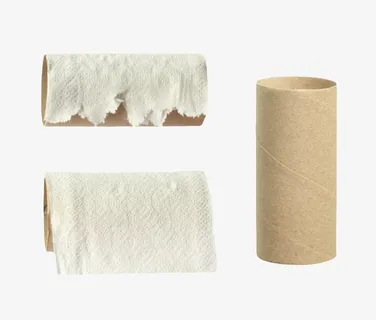 三个差不多用完的卷纸实物免抠