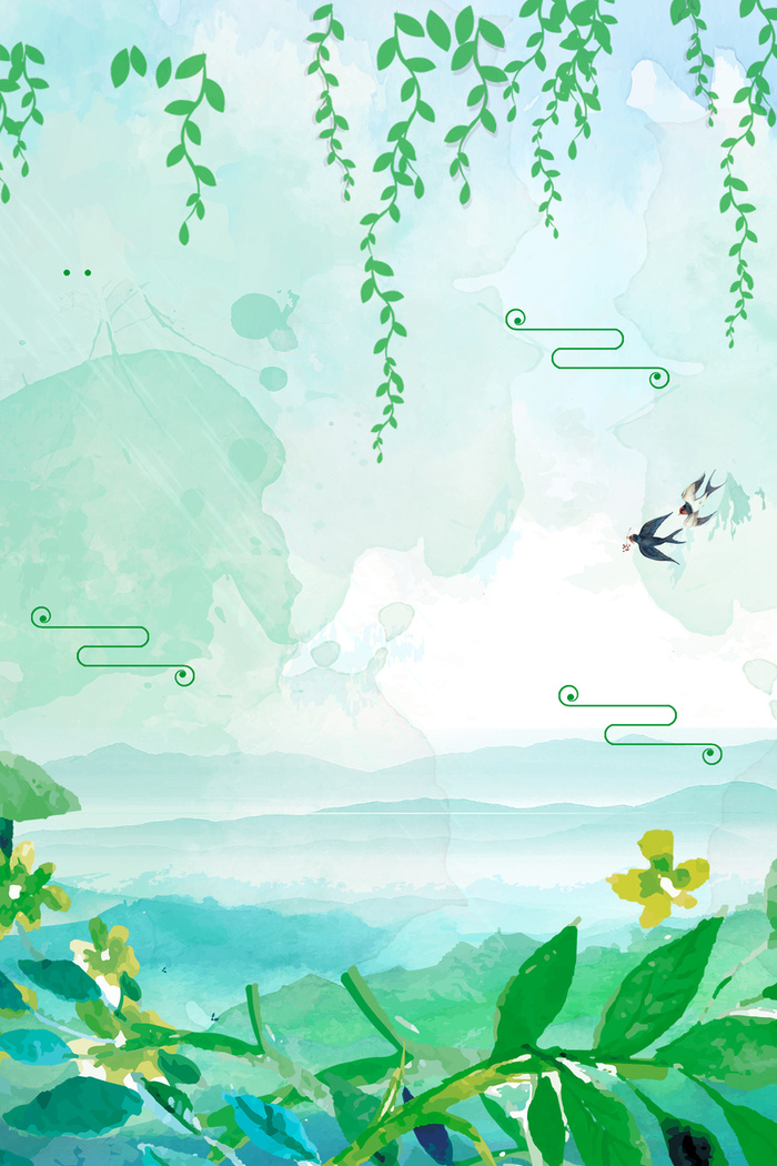 唯美清新手绘立春设计海报高清文艺清新背景