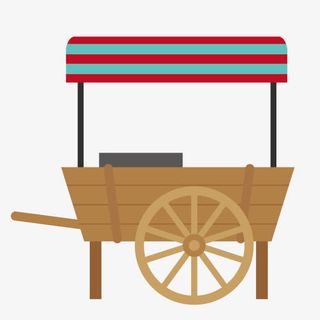 卡通手绘外卖餐车免抠