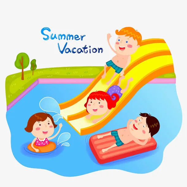 孩子们在游泳池免抠