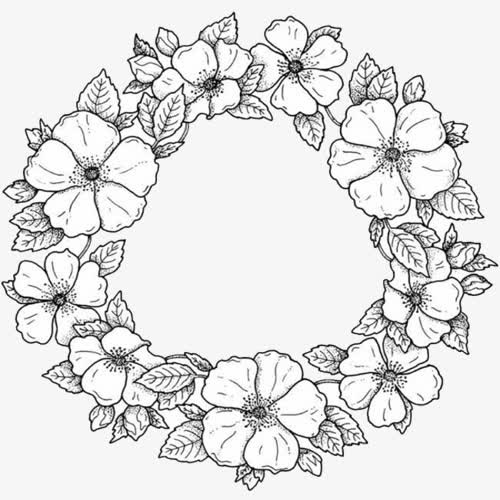 手绘花框免抠