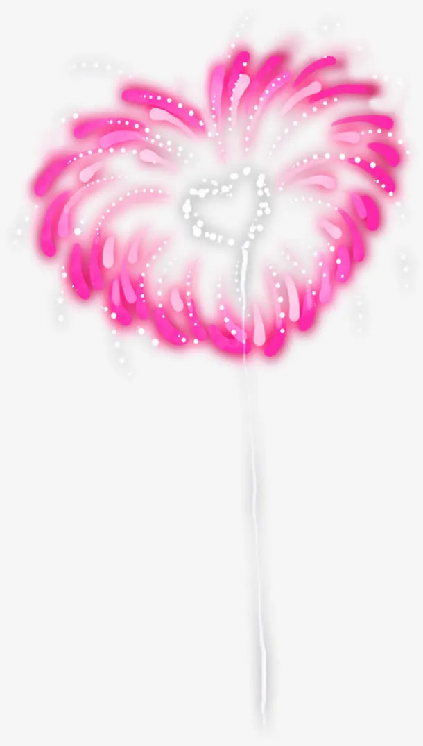 心形粉色烟花素材免抠