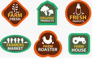 可爱复古农场元素标签矢量素材免抠