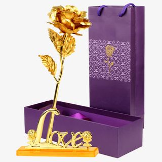 仿真花金箔情人节礼物免抠