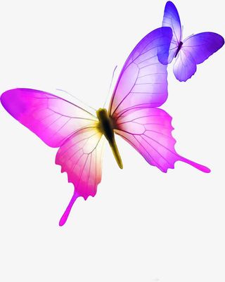 紫色渐变创意蝴蝶免抠