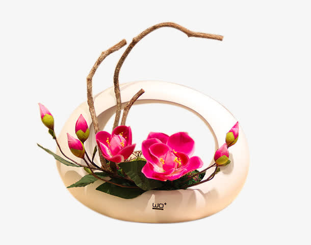 客厅餐桌橱窗花艺花玉兰陶瓷免抠