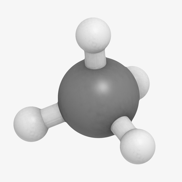 黑色清晰甲烷（CH4）分子形状免抠