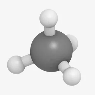 黑色清晰甲烷（CH4）分子形状免抠