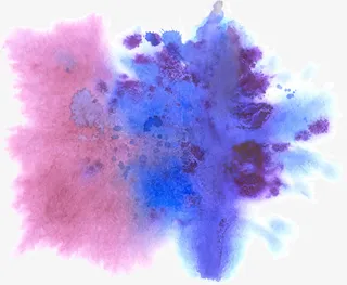 泼墨效果蓝紫色水彩免抠