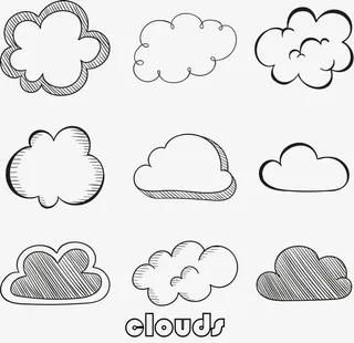 9款手绘云朵设计免抠