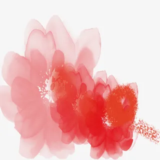 红色水墨画免抠