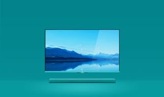 青色背景墙电视风景