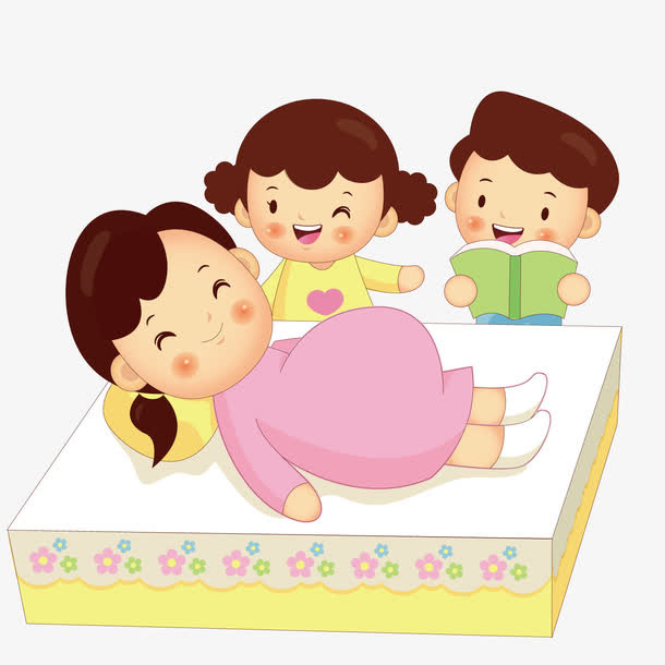 躺在床上的怀孕的女人免抠