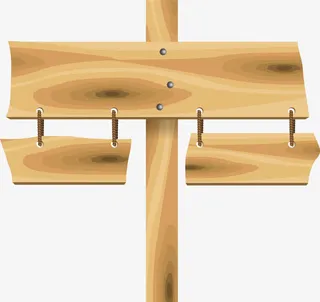 矢量手绘木头栏标签免抠