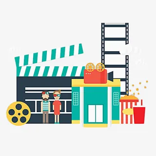 卡通场记牌胶卷电影院免抠