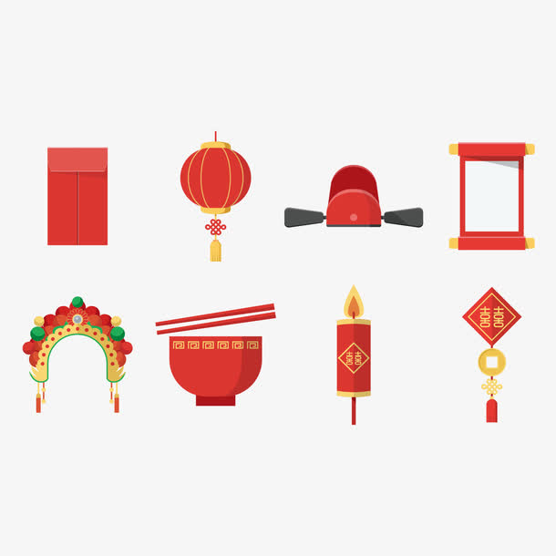 矢量图中国婚礼元素免抠