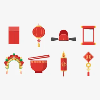 矢量图中国婚礼元素免抠