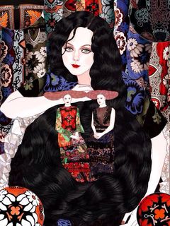 中国风花纹森系漫画免抠