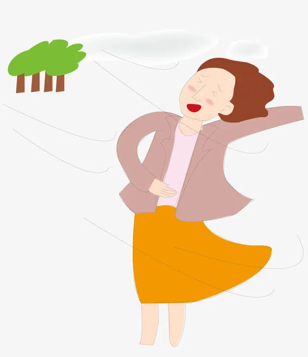 被风吹的女士免抠