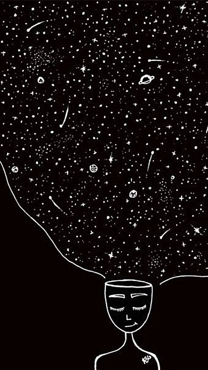 菜鸟图库网-手绘大脑星空思考黑底H5背景高清