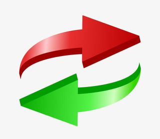 红色绿色渐变弯箭头免抠