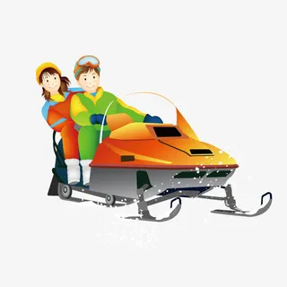 滑雪的情侣矢量图免抠