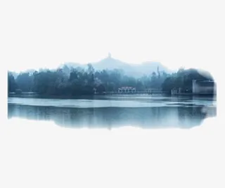 水墨风景山水河水画免抠