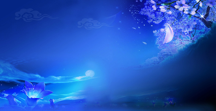 唯美月光桃花背景图高清